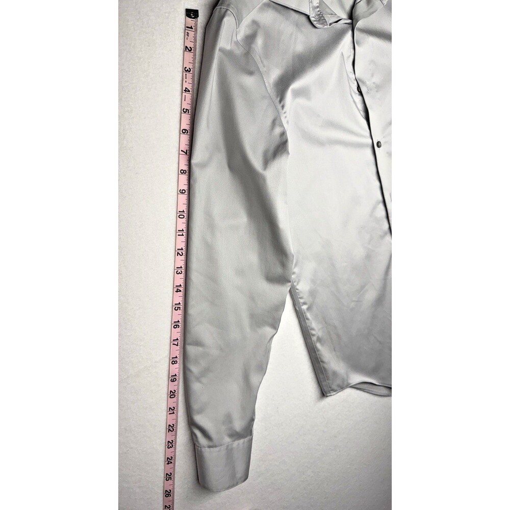Calvin Klein Slim Fit Dress Shirt Mens 14.5 32/33 Gray Non Iron Stretch Flex - Picture 9 of 10